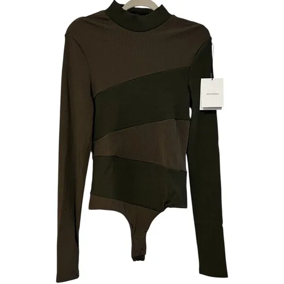 NWT Goldsign Pieced Mock Neck Bodysuit - Picture 3 of 9